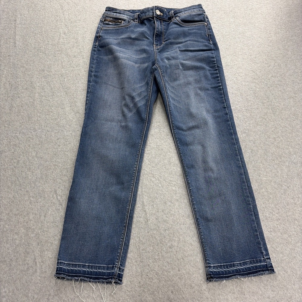 White House Black Market Blue Skinny High Rise Distressed Jeans Womens Size 4